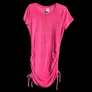 PINK Victoria's Secret Terry Dress L Ruched Sides Pink Above Knee Women's